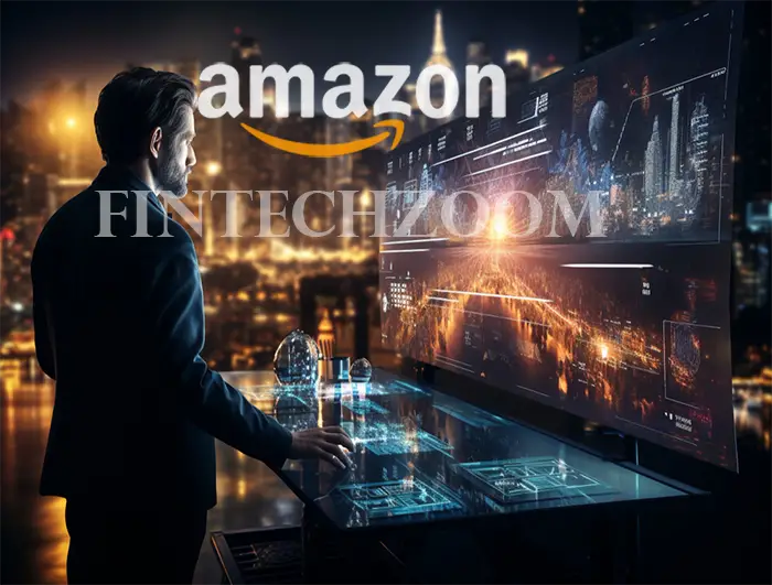 FintechZoom logo with stock market charts in the background