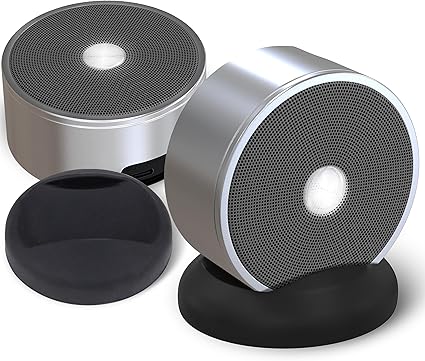 Dual Bluetooth Speakers - Built In Mic For Phone Calls - Multiple Pairing Bluetooth Speakers Set of 2 - Wireless Computer Speakers - TF SD Card Birthday Graduation Gift Idea For Boys Girls Silver